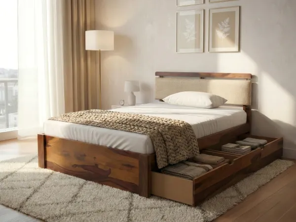 Belle Solid Wood Single Bed with Storage